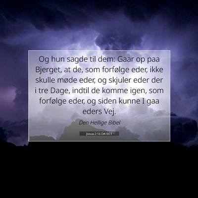 Picture 07 - Josua 2:16 DA1871 - Og hun sagde til dem: Gaar op paa Bjerget, at de, - Bible Verse Picture