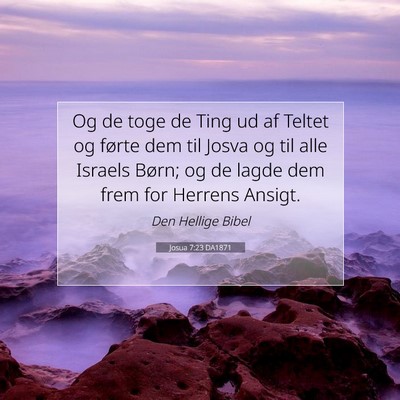 Picture 07 - Josua 7:23 DA1871 - Og de toge de Ting ud af Teltet og førte dem til - Bible Verse Picture