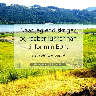 Picture 07 - Klagesangene 3:8 DA1871 - Naar jeg end skriger og raaber, lukker han til - Bible Verse Picture