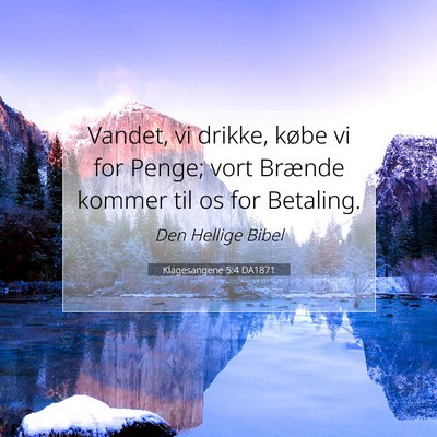 Picture 07 - Klagesangene 5:4 DA1871 - Vandet, vi drikke, købe vi for Penge; vort - Bible Verse Picture