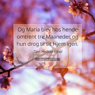 Picture 07 - Lukas 1:56 DA1871 - Og Maria blev hos hende omtrent tre Maaneder, og - Bible Verse Picture