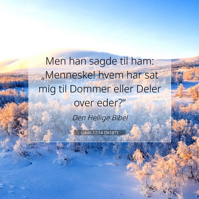 Picture 07 - Lukas 12:14 DA1871 - Men han sagde til ham: „Menneske! hvem har sat - Bible Verse Picture