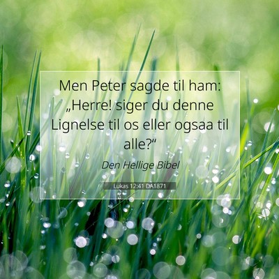 Picture 07 - Lukas 12:41 DA1871 - Men Peter sagde til ham: „Herre! siger du denne - Bible Verse Picture