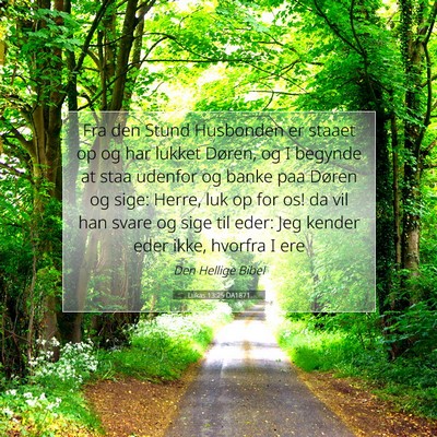 Picture 07 - Lukas 13:25 DA1871 - Fra den Stund Husbonden er staaet op og har - Bible Verse Picture