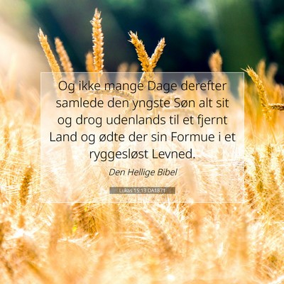 Picture 07 - Lukas 15:13 DA1871 - Og ikke mange Dage derefter samlede den yngste - Bible Verse Picture