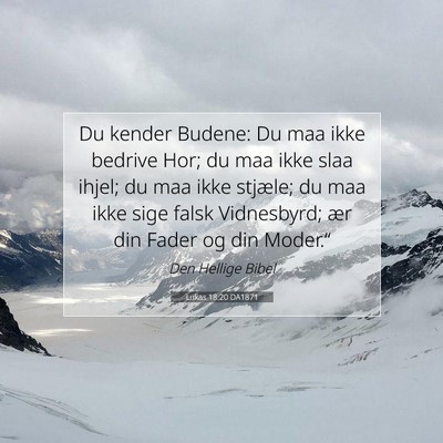 Picture 07 - Lukas 18:20 DA1871 - Du kender Budene: Du maa ikke bedrive Hor; du maa - Bible Verse Picture