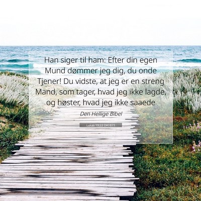 Picture 07 - Lukas 19:22 DA1871 - Han siger til ham: Efter din egen Mund dømmer - Bible Verse Picture