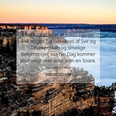 Picture 07 - Lukas 21:34 DA1871 - Men vogter eder, at eders Hjerter ikke nogen Tid - Bible Verse Picture