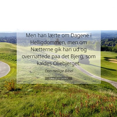 Picture 07 - Lukas 21:37 DA1871 - Men han lærte om Dagene i Helligdommen, men om - Bible Verse Picture