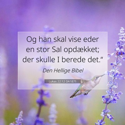 Picture 07 - Lukas 22:12 DA1871 - Og han skal vise eder en stor Sal opdækket; der - Bible Verse Picture