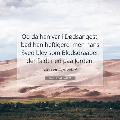 Picture 07 - Lukas 22:44 DA1871 - Og da han var i Dødsangest, bad han heftigere; - Bible Verse Picture