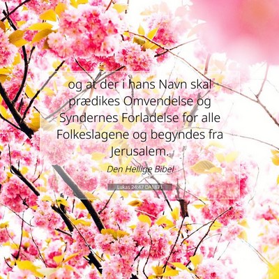 Picture 07 - Lukas 24:47 DA1871 - og at der i hans Navn skal prædikes Omvendelse - Bible Verse Picture