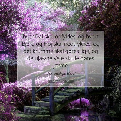 Picture 07 - Lukas 3:5 DA1871 - hver Dal skal opfyldes, og hvert Bjerg og Høj - Bible Verse Picture