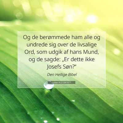 Picture 07 - Lukas 4:22 DA1871 - Og de berømmede ham alle og undrede sig over de - Bible Verse Picture