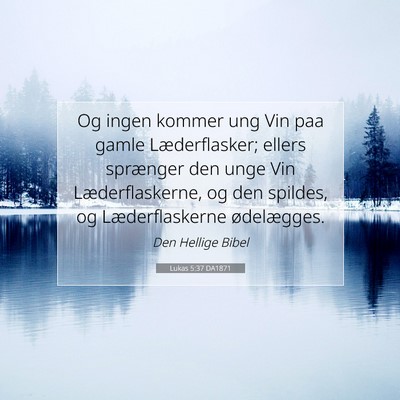 Picture 07 - Lukas 5:37 DA1871 - Og ingen kommer ung Vin paa gamle Læderflasker; - Bible Verse Picture
