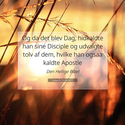 Picture 07 - Lukas 6:13 DA1871 - Og da det blev Dag, hidkaldte han sine Disciple - Bible Verse Picture
