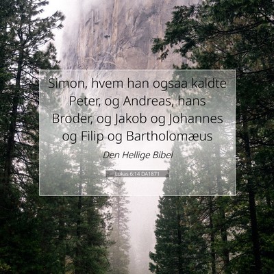 Picture 07 - Lukas 6:14 DA1871 - Simon, hvem han ogsaa kaldte Peter, og Andreas, - Bible Verse Picture