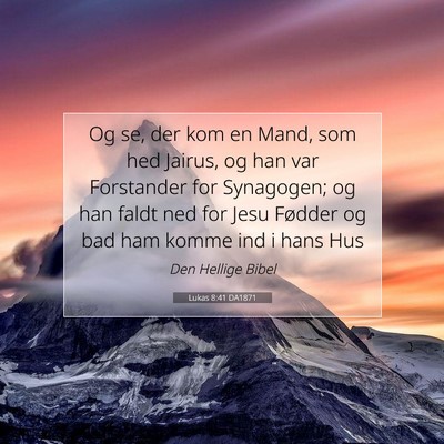Picture 07 - Lukas 8:41 DA1871 - Og se, der kom en Mand, som hed Jairus, og han - Bible Verse Picture