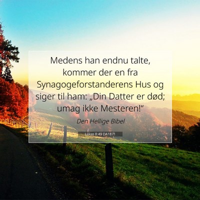 Picture 07 - Lukas 8:49 DA1871 - Medens han endnu talte, kommer der en fra - Bible Verse Picture