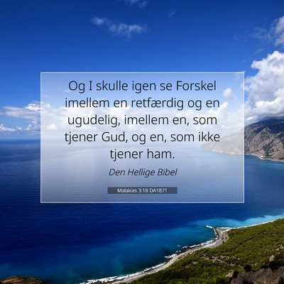 Picture 07 - Malakias 3:18 DA1871 - Og I skulle igen se Forskel imellem en retfærdig - Bible Verse Picture