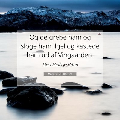 Picture 07 - Markus 12:8 DA1871 - Og de grebe ham og sloge ham ihjel og kastede ham - Bible Verse Picture