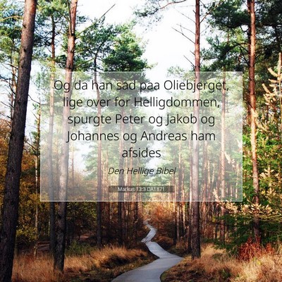 Picture 07 - Markus 13:3 DA1871 - Og da han sad paa Oliebjerget, lige over for - Bible Verse Picture