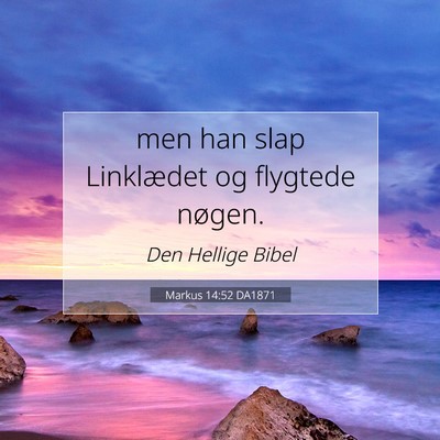 Picture 07 - Markus 14:52 DA1871 - men han slap Linklædet og flygtede - Bible Verse Picture
