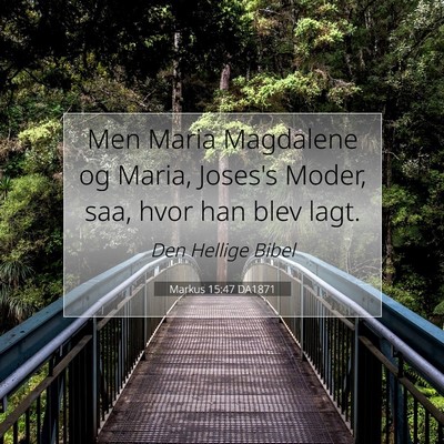 Picture 07 - Markus 15:47 DA1871 - Men Maria Magdalene og Maria, Joses's Moder, saa, - Bible Verse Picture