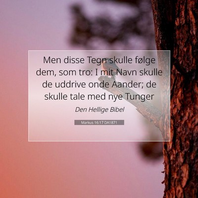 Picture 07 - Markus 16:17 DA1871 - Men disse Tegn skulle følge dem, som tro: I mit - Bible Verse Picture