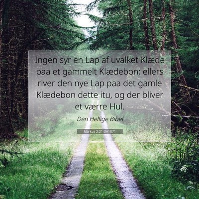 Picture 07 - Markus 2:21 DA1871 - Ingen syr en Lap af uvalket Klæde paa et gammelt - Bible Verse Picture