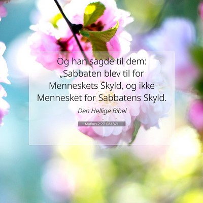 Picture 07 - Markus 2:27 DA1871 - Og han sagde til dem: „Sabbaten blev til for - Bible Verse Picture