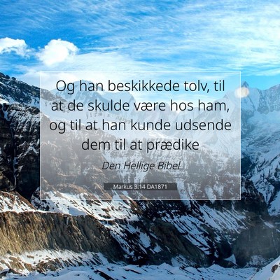 Picture 07 - Markus 3:14 DA1871 - Og han beskikkede tolv, til at de skulde være - Bible Verse Picture