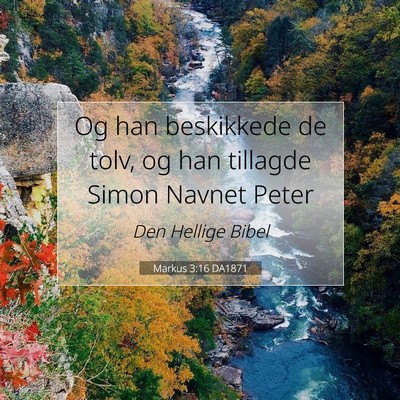 Picture 07 - Markus 3:16 DA1871 - Og han beskikkede de tolv, og han tillagde Simon - Bible Verse Picture