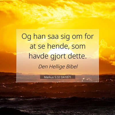 Picture 07 - Markus 5:32 DA1871 - Og han saa sig om for at se hende, som havde - Bible Verse Picture