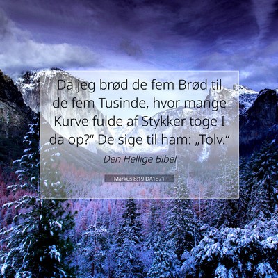 Picture 07 - Markus 8:19 DA1871 - Da jeg brød de fem Brød til de fem Tusinde, - Bible Verse Picture