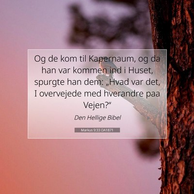 Picture 07 - Markus 9:33 DA1871 - Og de kom til Kapernaum, og da han var kommen ind - Bible Verse Picture