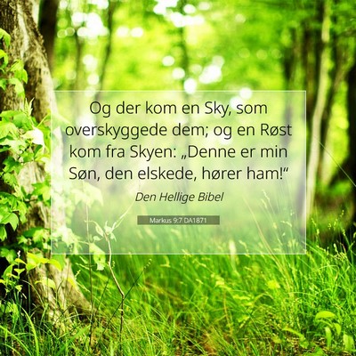Picture 07 - Markus 9:7 DA1871 - Og der kom en Sky, som overskyggede dem; og en - Bible Verse Picture
