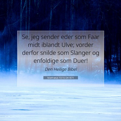 Picture 07 - Matthæus 10:16 DA1871 - Se, jeg sender eder som Faar midt iblandt Ulve; - Bible Verse Picture