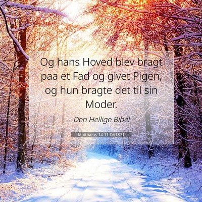 Picture 07 - Matthæus 14:11 DA1871 - Og hans Hoved blev bragt paa et Fad og givet - Bible Verse Picture