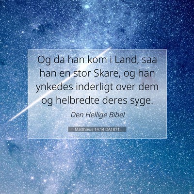 Picture 07 - Matthæus 14:14 DA1871 - Og da han kom i Land, saa han en stor Skare, og - Bible Verse Picture
