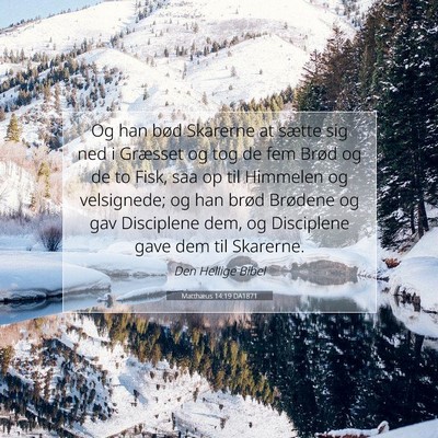 Picture 07 - Matthæus 14:19 DA1871 - Og han bød Skarerne at sætte sig ned i Græsset - Bible Verse Picture