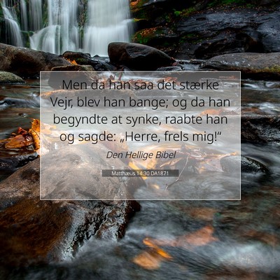 Picture 07 - Matthæus 14:30 DA1871 - Men da han saa det stærke Vejr, blev han bange; - Bible Verse Picture