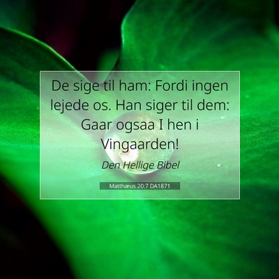 Picture 07 - Matthæus 20:7 DA1871 - De sige til ham: Fordi ingen lejede os. Han siger - Bible Verse Picture