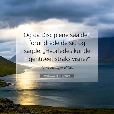 Picture 07 - Matthæus 21:20 DA1871 - Og da Disciplene saa det, forundrede de sig og - Bible Verse Picture