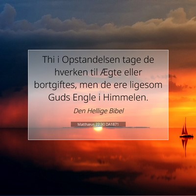 Picture 07 - Matthæus 22:30 DA1871 - Thi i Opstandelsen tage de hverken til Ægte - Bible Verse Picture