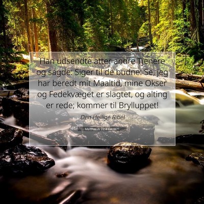 Picture 07 - Matthæus 22:4 DA1871 - Han udsendte atter andre Tjenere og sagde: Siger - Bible Verse Picture