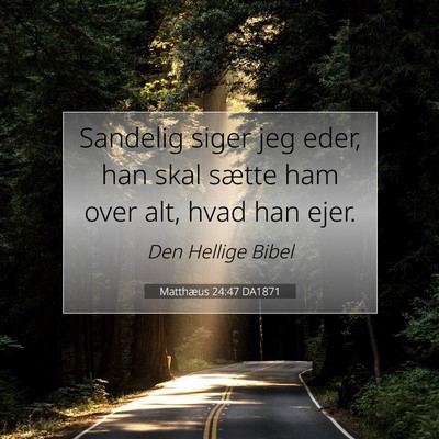 Picture 07 - Matthæus 24:47 DA1871 - Sandelig siger jeg eder, han skal sætte ham over - Bible Verse Picture