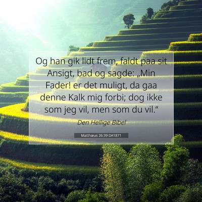 Picture 07 - Matthæus 26:39 DA1871 - Og han gik lidt frem, faldt paa sit Ansigt, bad - Bible Verse Picture