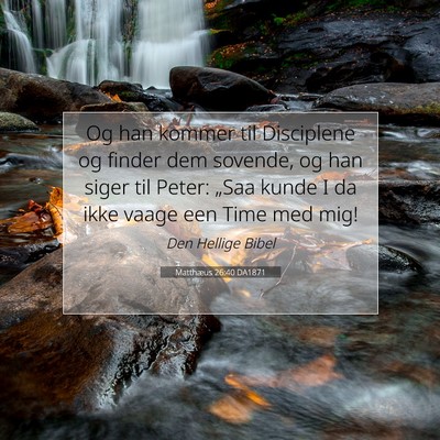 Picture 07 - Matthæus 26:40 DA1871 - Og han kommer til Disciplene og finder dem - Bible Verse Picture