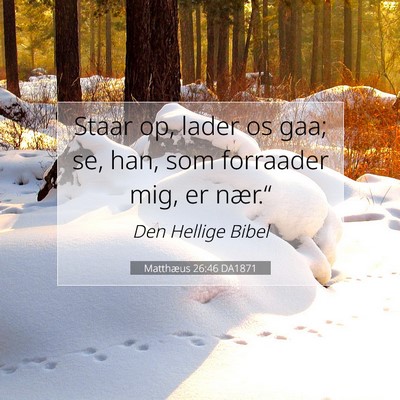 Picture 07 - Matthæus 26:46 DA1871 - Staar op, lader os gaa; se, han, som forraader - Bible Verse Picture